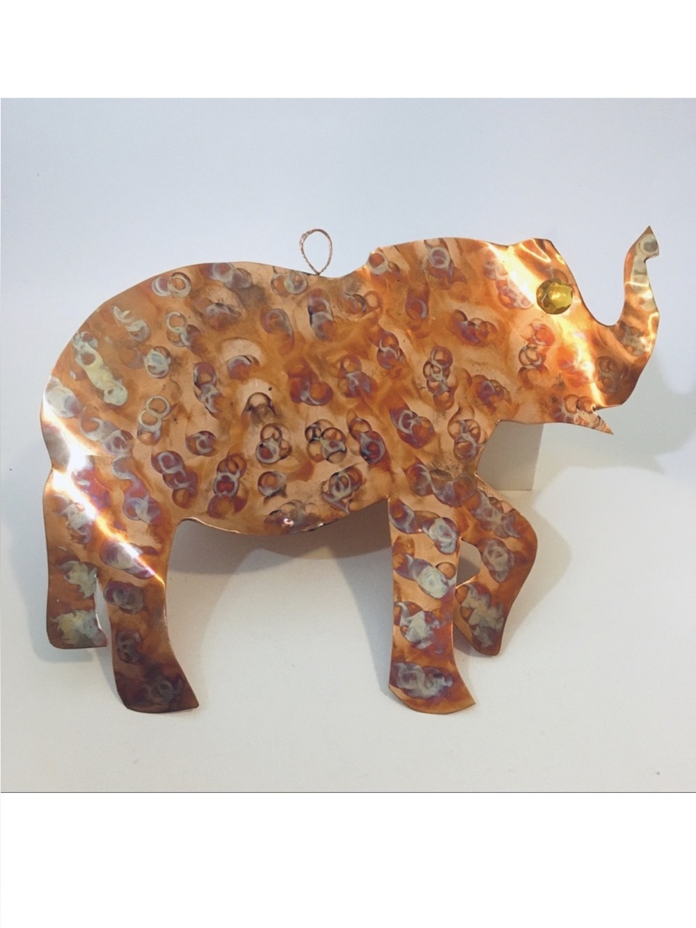 Elephant Wall Art - Copper Colored Heat Rainbow Patina Tin